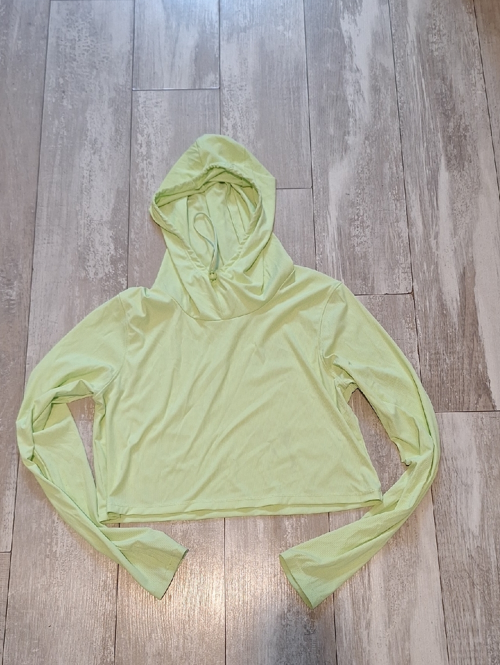 aerie Light Lime Hooded Long-Sleeve Crop Top
